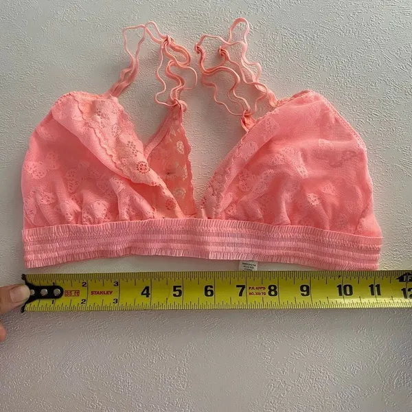 Aerie Pink Lace Bralette Size Small Sheer Floral Stretch Bra Top - Image 5