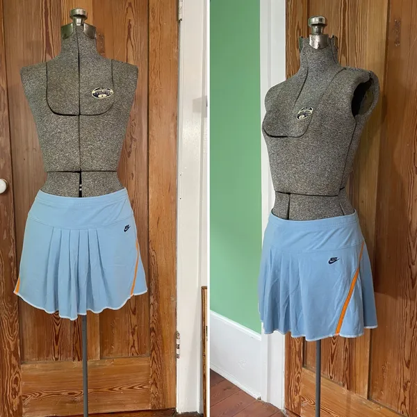 Nike Dri-Fit Y2K Baby Blue & Orange Pleated Tennis Skirt Sz M 💕🎀 - Image 5