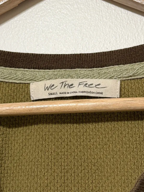 Free People We The Free Mikah Layering Cuff Thermal Top Size Small Army Green - Image 4