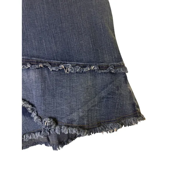 Orix's Dark Blue Fringe Detail Cotton Denim Jean Skirt Women Sz S - Image 9