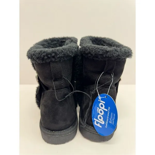 Floopi Mid Calf Winter Boots Size 10 Black Suede Fur Lined Pull On Style‎ NEW - Image 6
