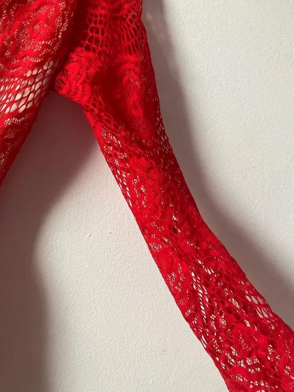 Vintage Red Lace Dress Size S petite - Image 6