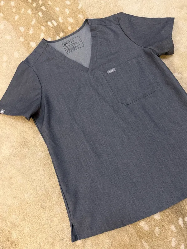 FIGS Technical Collection Gray Scrub Top Women’s Small V Neck Medical Uniform - Image 4