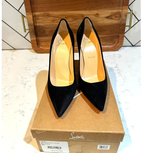 Christian Louboutin Alminette black suede 100MM pointed-toe pump size 38W2 - Image 2