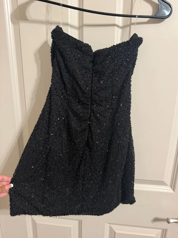 Oh Polly Embellished Strapless Cowl Neck Mini Dress in Black - Image 5