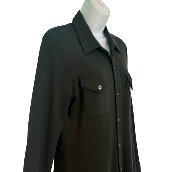 Lauren Ralph Lauren Black Wool Blend Long Sleeve Button Collar Midi Dress size M - Image 10