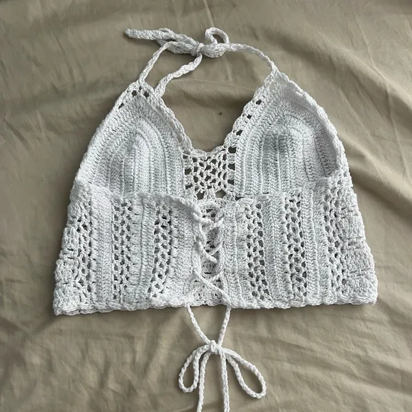 White Crochet Halter Top - Image 2