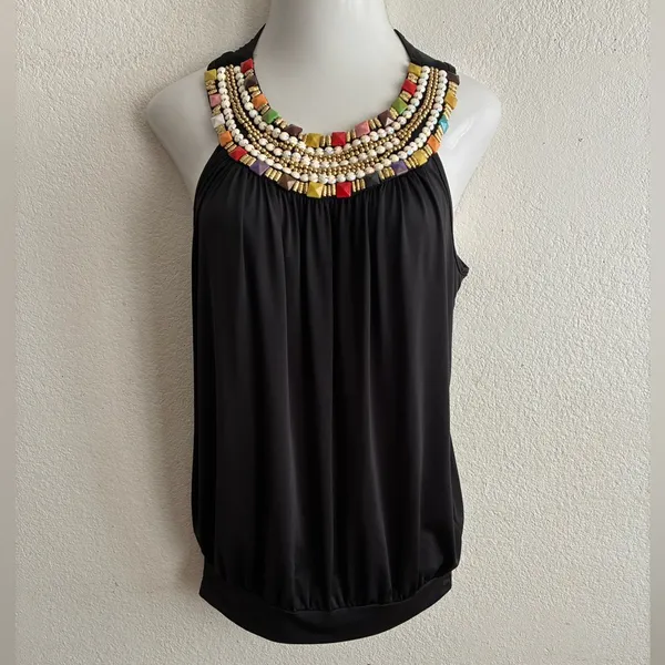 Forever 21 Y2K Black Colorful Beads Tunic Top/ Mini Dress XL - Image 2