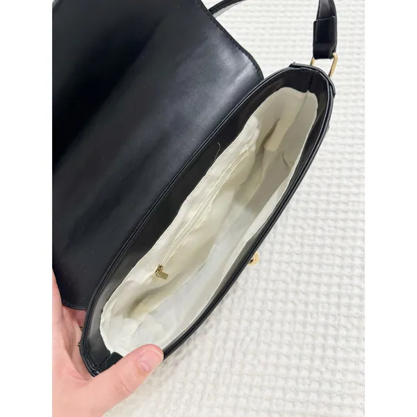 Stella Dallas Liana Shoulder Bag Black Faux Leather Gold Hardware - Image 4