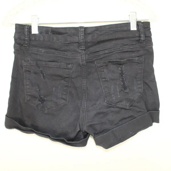KanCan Woman’s High Rise Stretchy Black Distressed Jean Shorts - Size W9 - Image 3