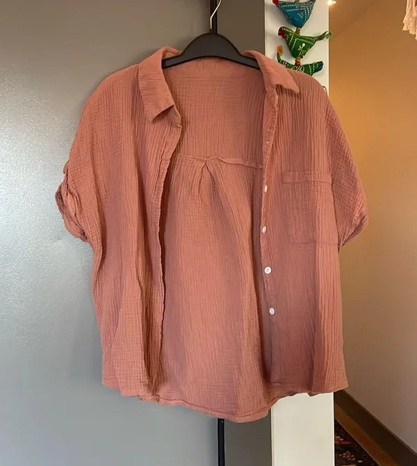 SHEIN LUNE Batwing Sleeve Pocket Patched Shirt Size Large - Image 3