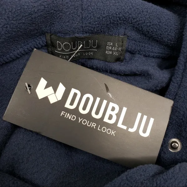 Doublju Fitted Zip-Up Hooded Moto Vest Blue NEW - Image 13