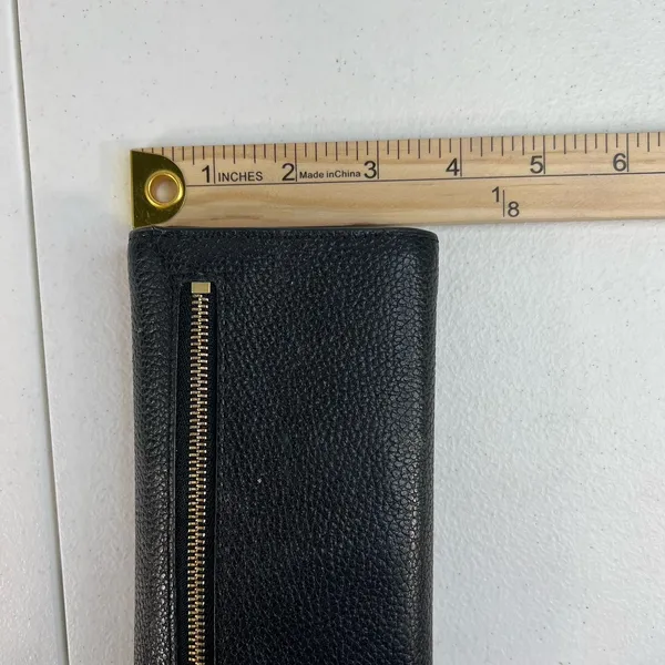 MICHAEL‎ KORS Envelope Wallet Large Black Pebble Leather Tri-Fold Gold Tone Logo - Image 14