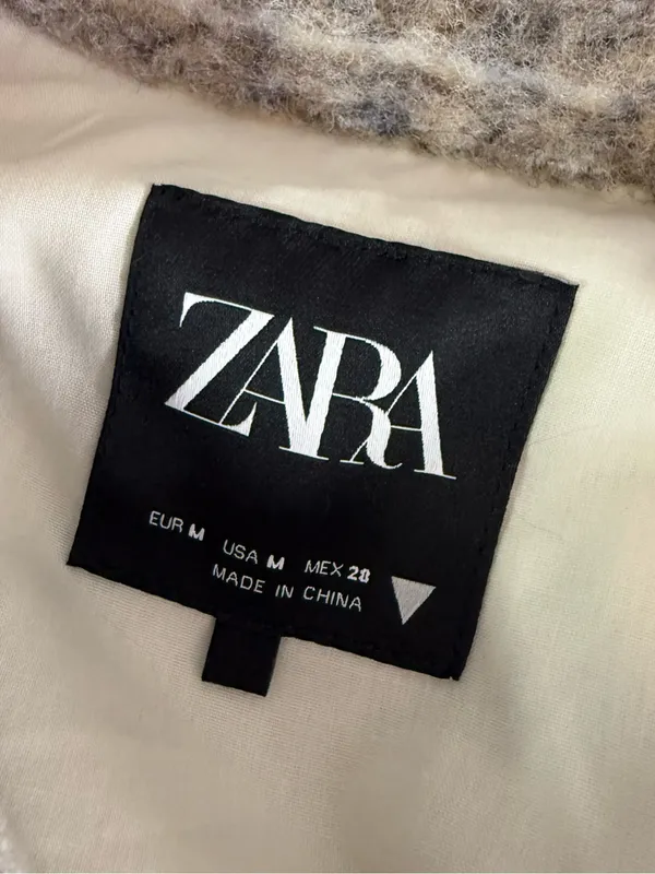 Zara Plaid Overshirt Jacket Size M Pink Cream Shacket Button Front - Image 5