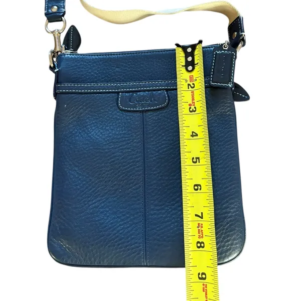 Coach Legacy Navy Blue Pebbled Leather Swing Pack Messenger Shoulder Bag - Image 9
