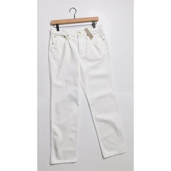 NWT!!‎ J. CREW White '84 Slouchy Jeans Solid Button Fly Straight Legs Size 27 - Image 2