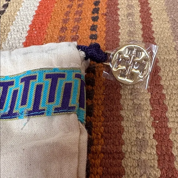 Tory Burch Canvas Shoe or Bag Dust Bag with Drawstring Logo Charm Beige - Image 2