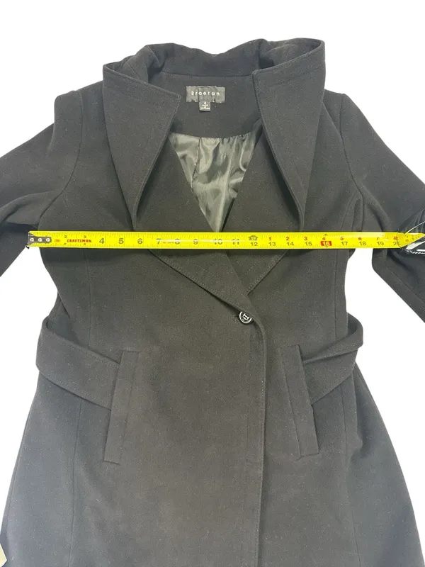 Braetan Black Wool Blend Belted Shawl Collar Wrap Coat Size 4 - Image 7