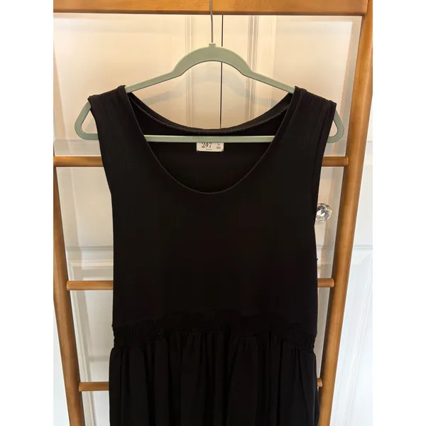 24/7 by Maurices Womens 3X Black Ribbed Smocked Waist Sleeveless Skater Dress - Image 3