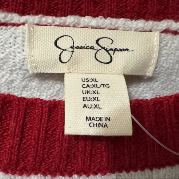 Jessica Simpson | EUC Cotton Red & Cream Let It Snow Holiday Sweater (size XL) - Image 9