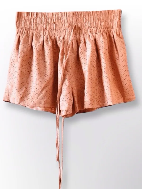 ANTHROPOLOGIE | Chloe Oliver Perforated Suede Shorts | Dark Peach | Size L - Image 6