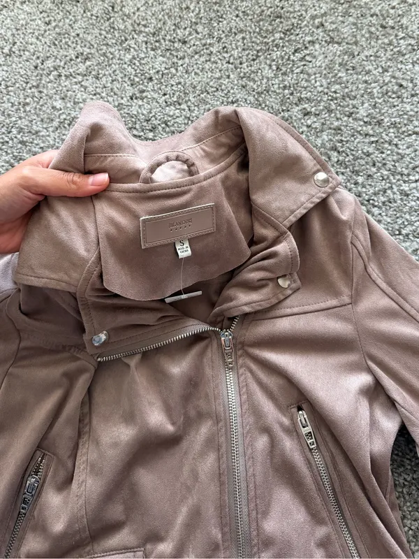 Blank NYC Mauve-Taupe Faux Leather Moto Fall Jacket NEW Size Small - Image 5