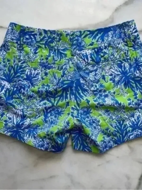 Lilly Pulitzer The Callahan Shorts in Limeade Floral Coral Patriot Shorts - Image 7
