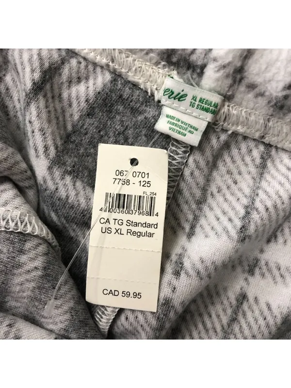 Aerie Womens Gray & White Casual Plaid Drawstring Lounge Jogger Pants Fuzzy XL - Image 3
