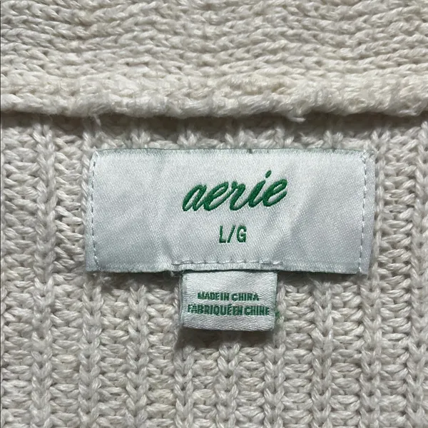 Aerie Cream Button-Up Knit Cardigan Sweater‎ Woman's Size Large - Image 2