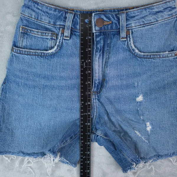 Wrangler Retro High Rise Cut Off Shorts Womens 26 Blue Distressed Raw Hem Frayed - Image 10