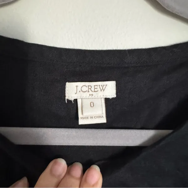J. Crew Women Size 0 Linen Eyelet Lace Black Cross Open Back Blouse Top - Image 4