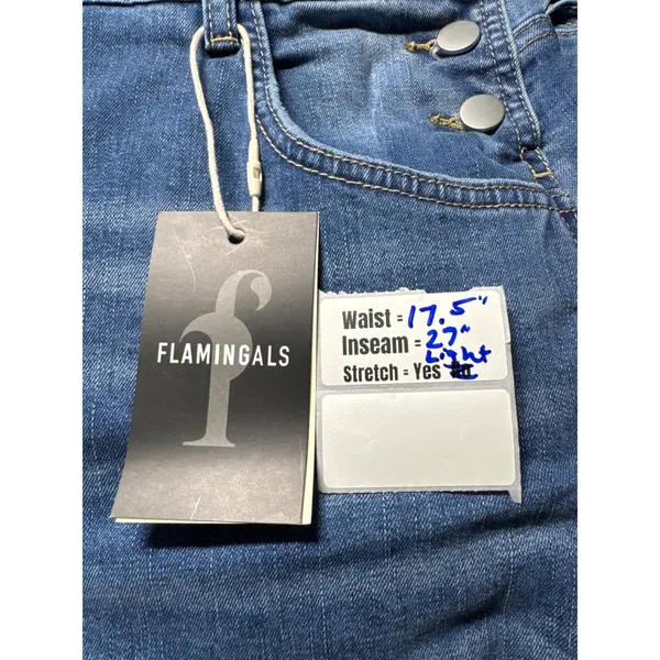 Flamingals Womens Denim Overalls XL Medium Wash Straight Leg Carpenter 80498 NEW - Image 4