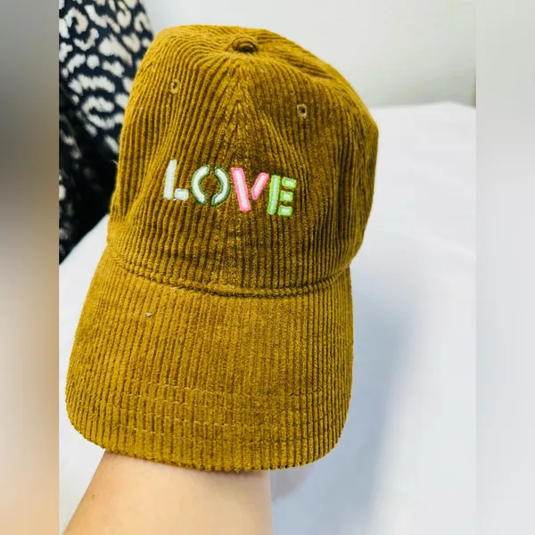 Aerie Brown and Yellow Corduroy Cap - Image 4