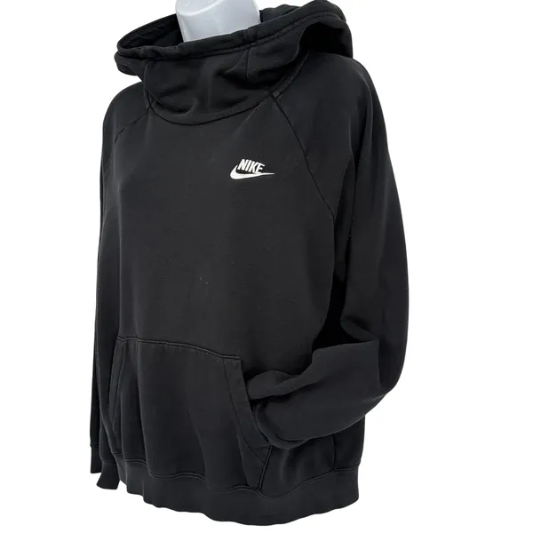 Nike Hoodie Women M Black Funnel Neck Essential Fleece Pullover BV4116 Gym Yoga - Image 3
