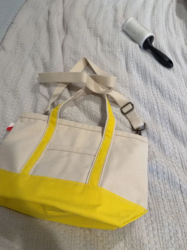 ShoreBags Canvas Boat Tote Bag with Crossbody Strap Yellow and Natural - Image 10