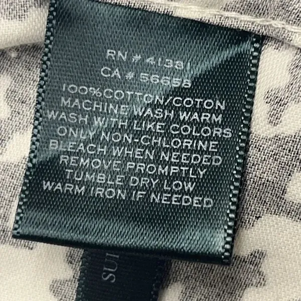 Lauren Ralph Lauren Size PM Houndstooth No Iron Button Down Ahirt Blouse Black W - Image 12