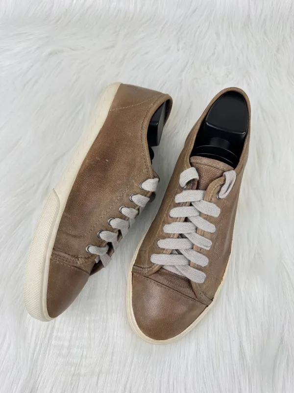 Frye Mindy Low Lace Up Leather Sneakers Size 8 Taupe 3472365-GRY - Image 11
