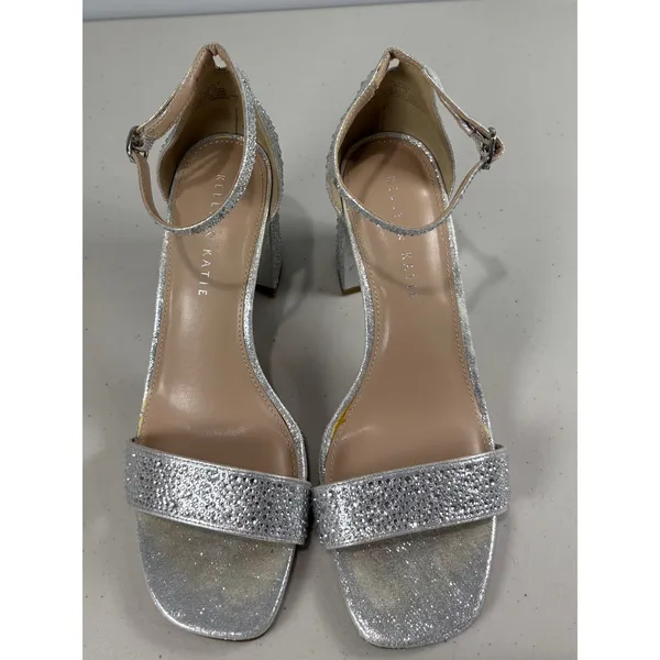 Kelly & Katie Silver Caital Sandal 9M 3 inch Rhinestone‎ Ankle Strap HoCo Prom - Image 3