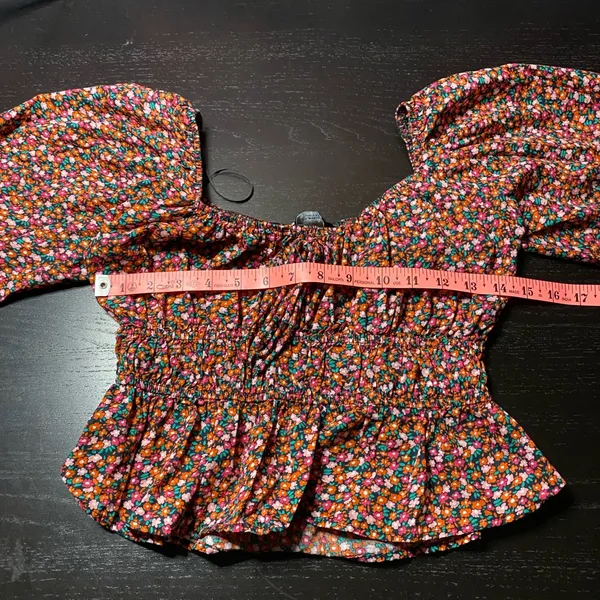 Zara Multicolor Floral Smocked Blouse - Image 3