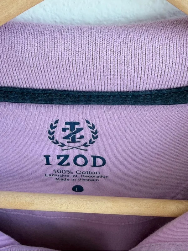 Izod Light Purple short sleeve cropped button Polo - Image 4