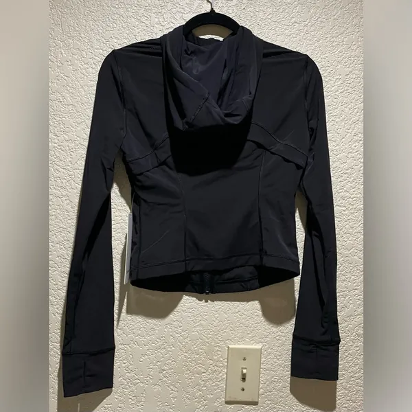 Lululemon NWT Define Cropped Hoodie Mesh Jacket Black Size 4 - Image 9