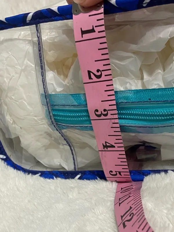 Blue Patterned Clear Travel Tote - Image 9