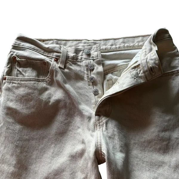 Levis 501 Original Fit Jeans Tan Sand Beige Cotton Straight Leg Women W30 L30 - Image 5