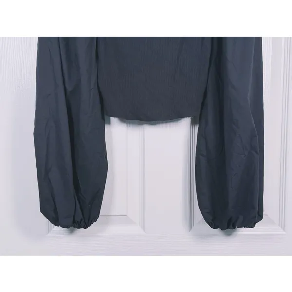 Abercrombie Womens Balloon Sleeve Crop Top Size M Black Coquette Romantic Dainty - Image 6