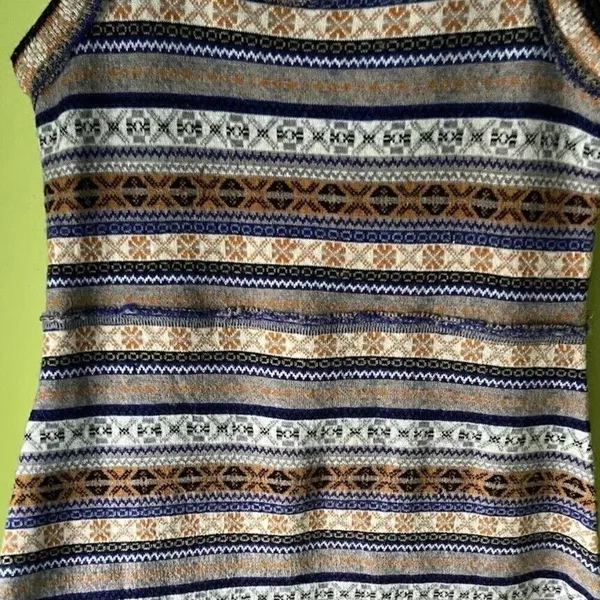Free People Mini Sweater Dress Gray Fair Isle Nordic Tunic Wool Blend Sz Medium - Image 6