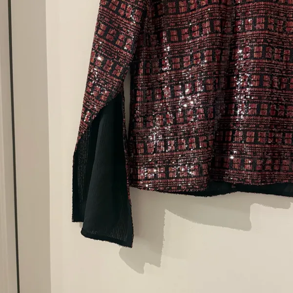 NWT Zara High Collar Sequin Long Sleeve Top - Image 10