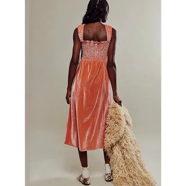 Free People $168 NWT Camille Velvet Midi Dress Pink Oversized XS - Image 5