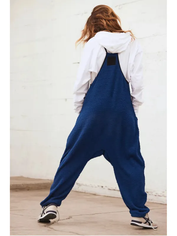 Free People Movement Hot Shot Cuddle Up Cozy Jumpsuit Size L Prep School Blue - Image 4