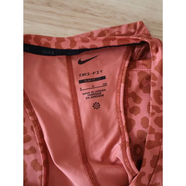 womens Nike Dri-FIT Animal Print Cropped Training Tank Scoop Neck Orange S - Image 2