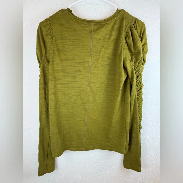 Free People Natasha Puff Sleeve Olive Green Top Size XS - Image 6